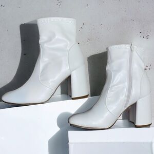 Madden Girl Faux leather white block ankle booties